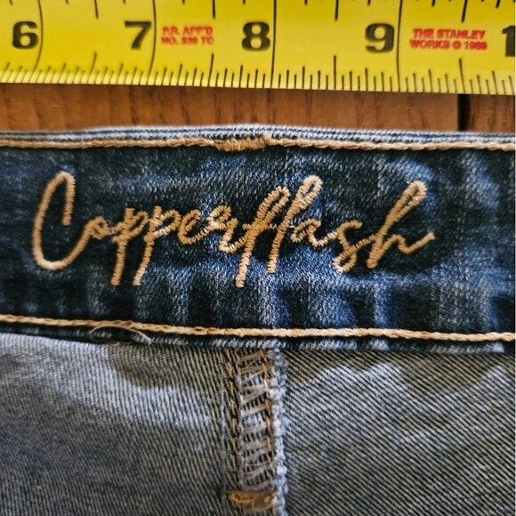 Copperflash Womens Jeans  Size 10  Murray Straight Cut-Off Crops  Lace Hem Blue - Picture 10 of 11